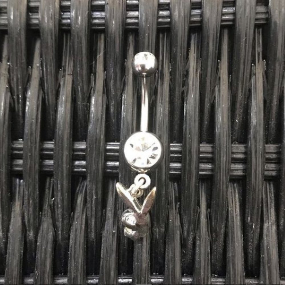 playboy silver bunny belly button navel ring